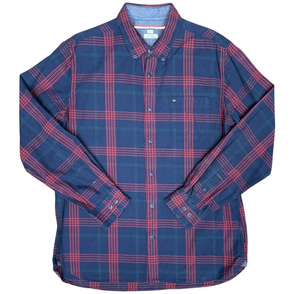 EUC Men's TOMMY HILFIGER Custom Fit Tartan Plaid Button-Down | Size L - Picture 1 of 11